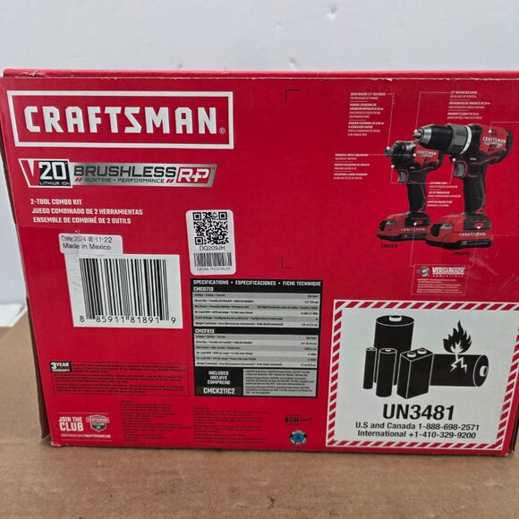 CRAFTSMAN V20 Brushless Cordless 2-Tool Kit w/2 Batteries & Charger (CMCK211C2) - Picture 4 of 14